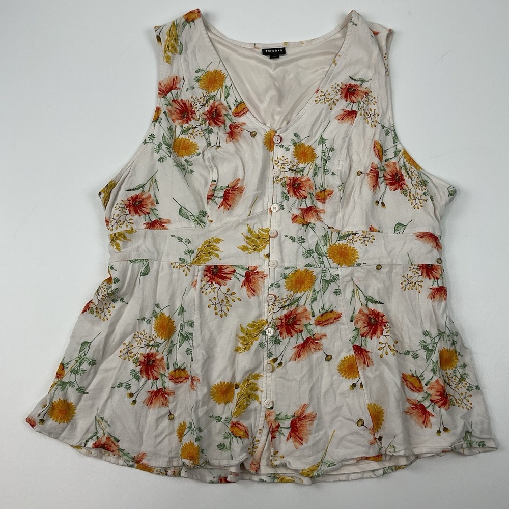 Torrid Floral  Sleeveless Blouse‎ Top Women's Size 3 Boho Cottagecore